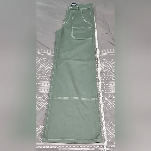 Maeve Stitched Olive Green High Rise Wide Leg Jeans Size 25 - Picture 2 of 10
